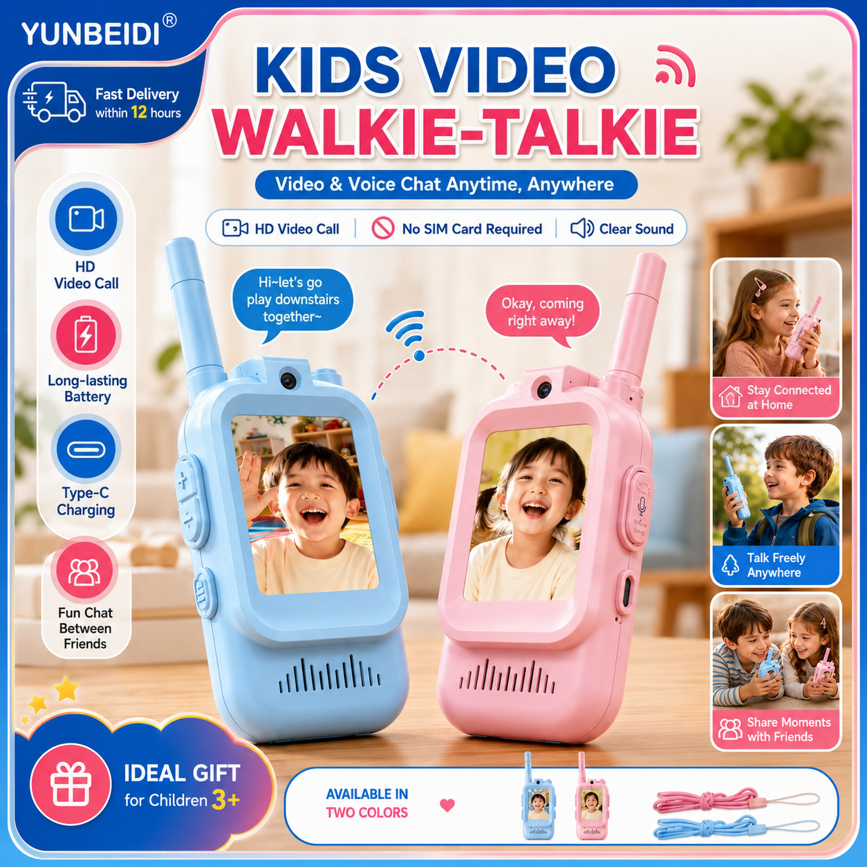 Education Kids Definition - 2PCS Kids Video Walkie Talkies USB
