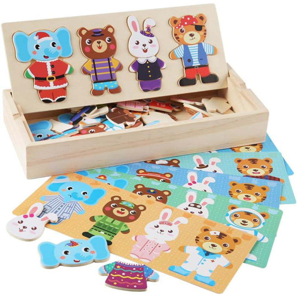 Wooden Jigsaw Bear Family Puzz - Kids Educational Game 3 ulasan dan harga