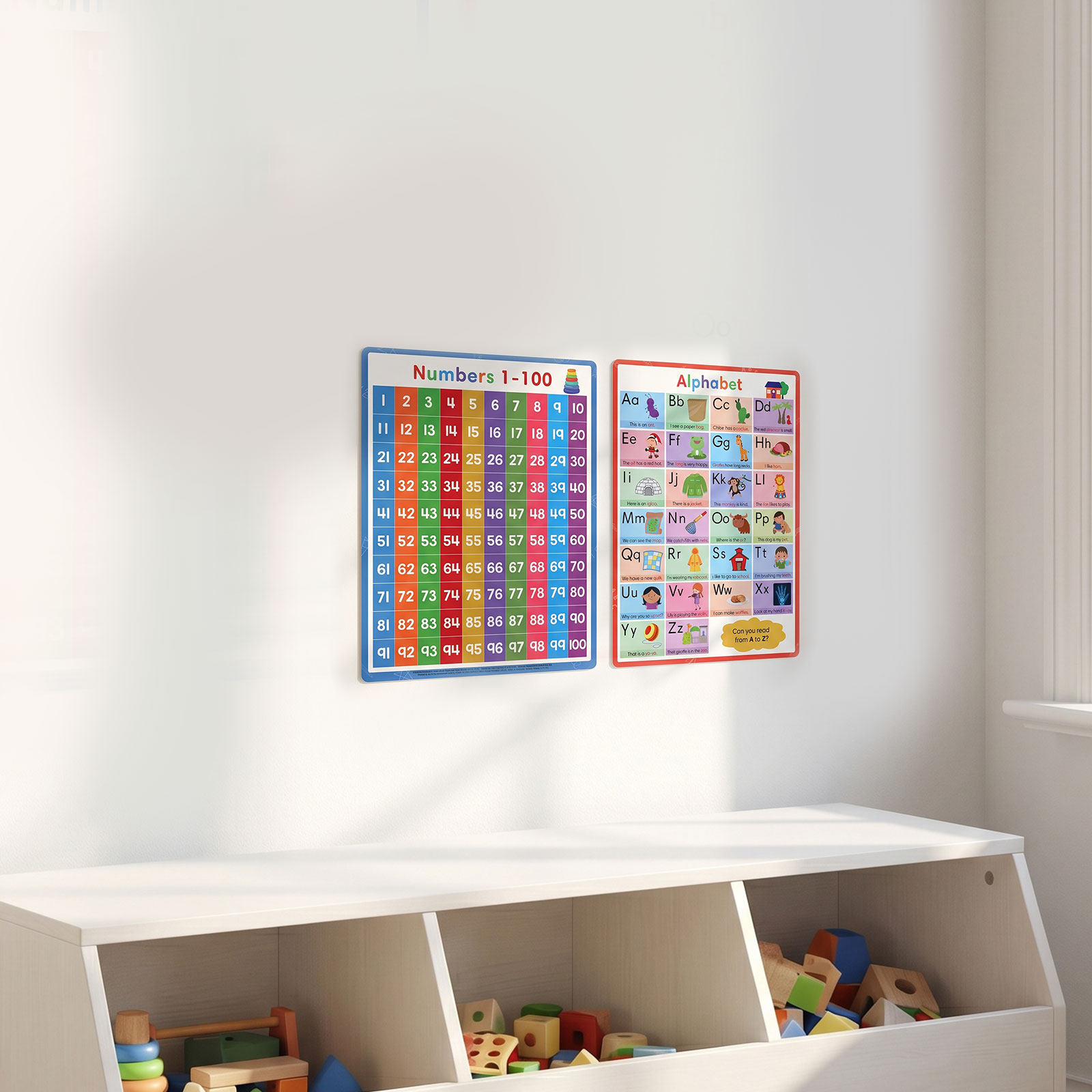 2Pcs Alphabet Numbers Poster H - Education Kids Definition ulasan dan harga