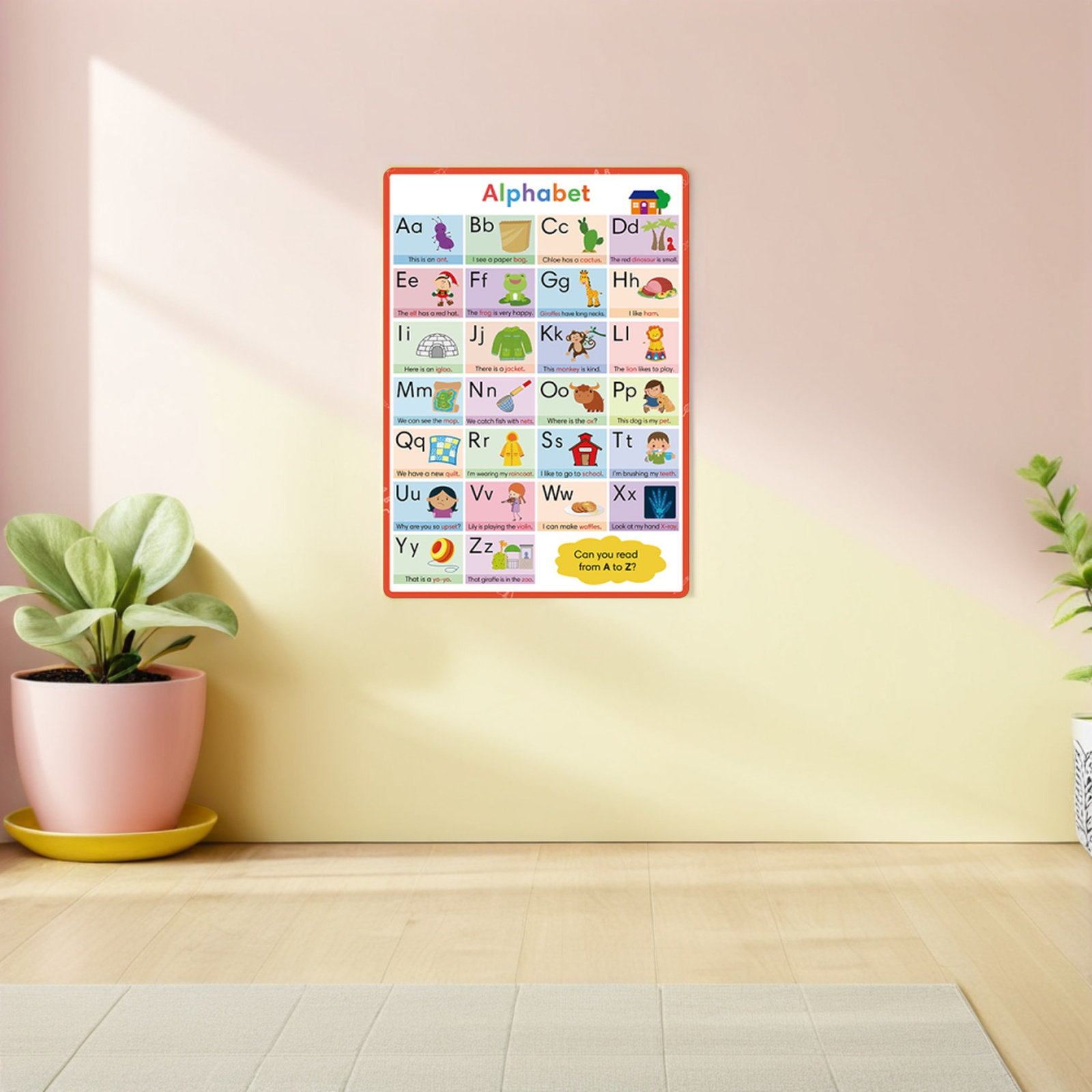 2Pcs Alphabet Numbers Poster H - Education Kids Definition ulasan dan harga