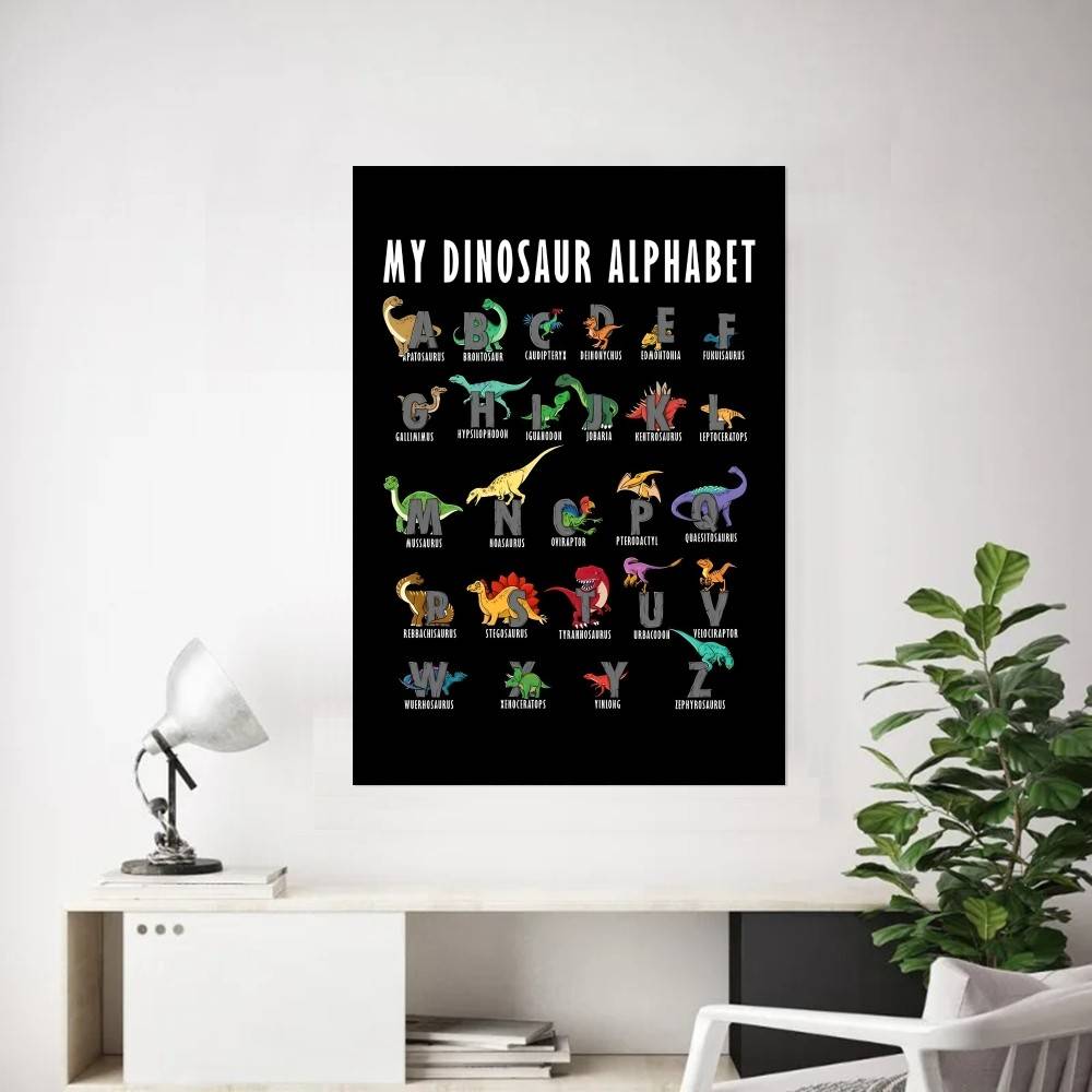Dinosaur Alphabet Paper Poster - Kids Education Background ulasan dan harga