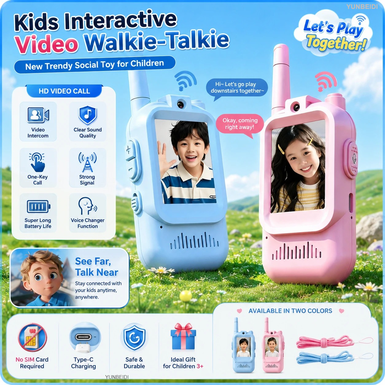 2PCS Kids Video Walkie Talkies - Education Kids Definition ulasan dan harga