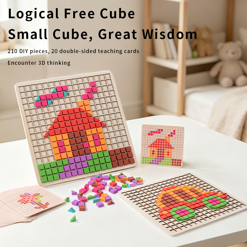 Wooden Logical Cube Puzzle - M - Kids Educational Game 3 ulasan dan harga